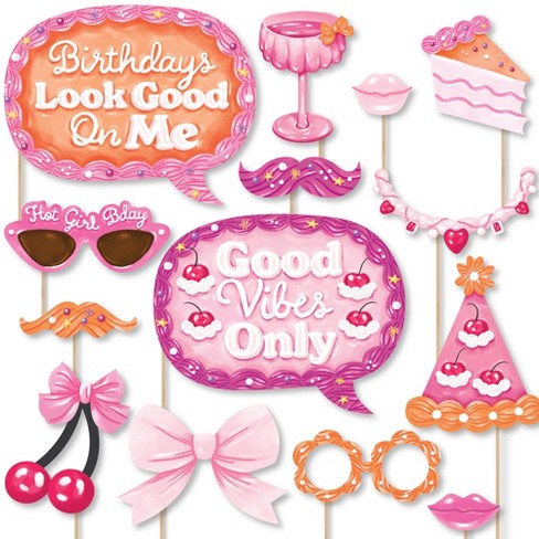 Big Dot of Happiness Hot Girl Bday - Vintage Cake Birthday Party Photo Booth Props Kit - 20 Count - image 1 of 4