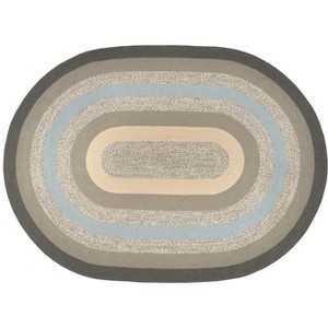 Earth Rugs Oval Braided Rug in Charcoal, Gray, and Ivory – Neutral Jute Accent Mat - 1 of 2