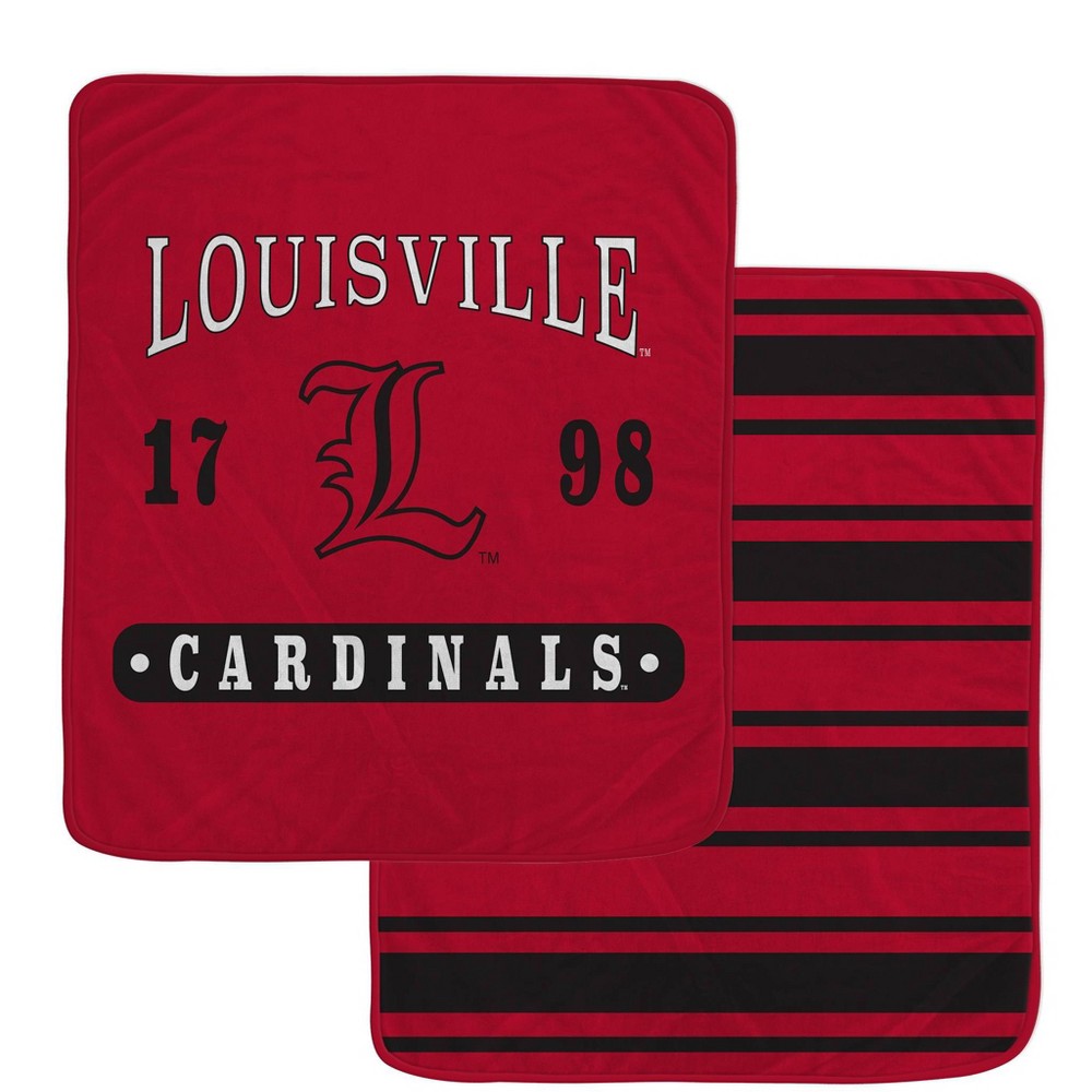 Photos - Duvet NCAA Louisville Cardinals Varsity Plaque Double Sided Royal Plush Blanket