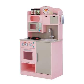 Teamson Kids Little Chef Florence Classic Interactive Wooden Play Kitchen, Pink