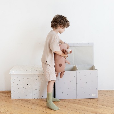 Blueberry Taupe Recycled Fabric Toy Storage Chest with Lid