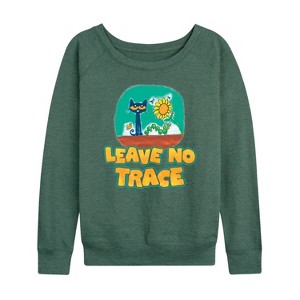 Women's - Pete the Cat - Leave No Trace Camping Lightweight French Terry Wide Neck Long Sleeve Shirt - 1 of 4