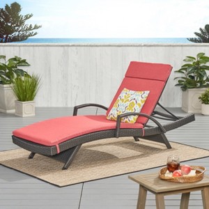 Christopher Knight Home Jessica Outdoor Rattan and Iron Adjustable Chaise Lounge with Cushion - 1 of 4