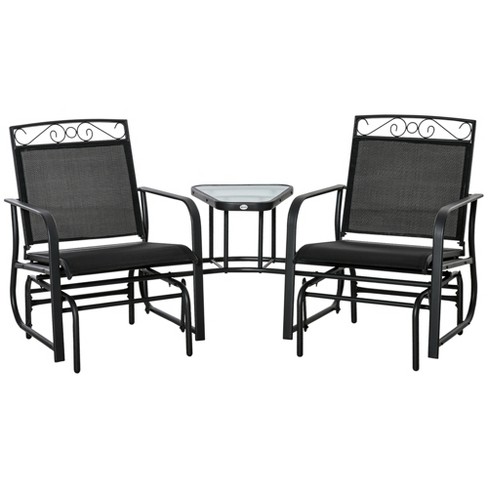 Outsunny Outdoor Glider Chairs With Coffee Table, Patio 2-seat Rocking