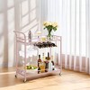Bar Cart , Home Bar Serving Cart, Wine Cart With 2 Mirrored Shelves, Wine Holders, Glass Holders, For Kitchen, Dining Room - 2 of 3