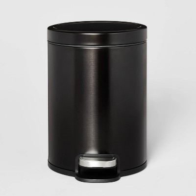 5L mDesign Small Round Step Trash Can Garbage Bin Dark Gray Removable Liner 
