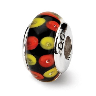 Black Bow Jewelry Red & Yellow Dotted Glass Sterling Silver Bead Charm