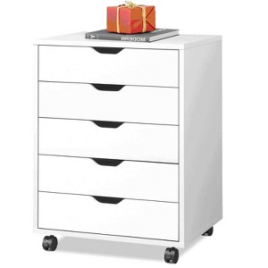 5-Drawer Chest, Wood Storage Dresser file Cabinet with Wheels - 1 of 4