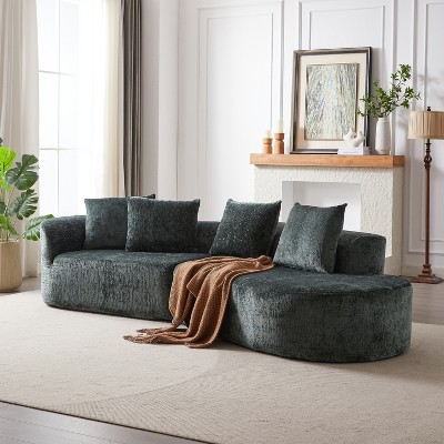 NicBex Couches for Living Room 114" Oversized Sectional Sofa Chenille Modern Upholstered 4-seater Curved Cloud Sofa Couch with Throw Pillows
