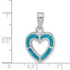 Black Bow Jewelry Sterling Silver and Created Blue Opal Open Inlay Heart Pendant, 15mm - 4 of 4