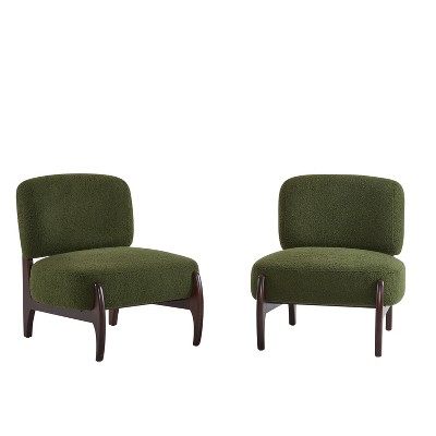 Christopher Knight Home Pawel Modern Rubberwood Boucle Upholstered Accent Chair (Set of 2)