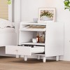 INFURNIC Nightstands Wooden Nightstand with Rattan-Woven Storage Cabinet and Drawer for Bedroom, White, 19.5"*13.5"*21.45" - 4 of 4