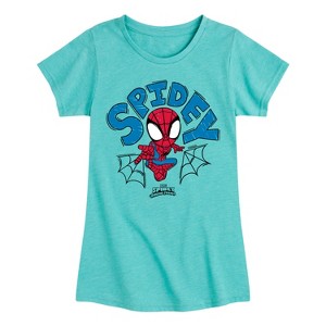 Girls' - Marvel - Spider-Man And His Amazing Friends Doodle Spidey Fitted Short Sleeve Graphic T-Shirt - 1 of 4