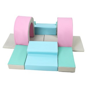 10-Piece Soft Foam Climbing Blocks for Toddlers, Indoor Playset for Baby Crawling and Climbing, PU Leather Activity Gym - 1 of 4