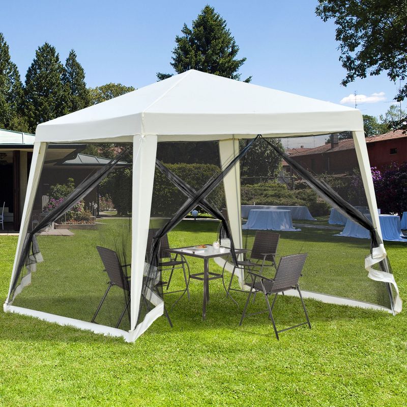 Outsunny 10'x10' Outdoor Party Tent Canopy with Mesh Sidewalls, Patio Gazebo Sun Shade Screen Shelter, 2 of 9