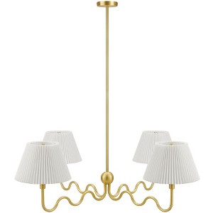 Modway Wave Squiggle 4-Light Pendant Light – Brass Modern Ceiling Fixture with Curved Arms and Artistic Mid-Century Style - 1 of 4