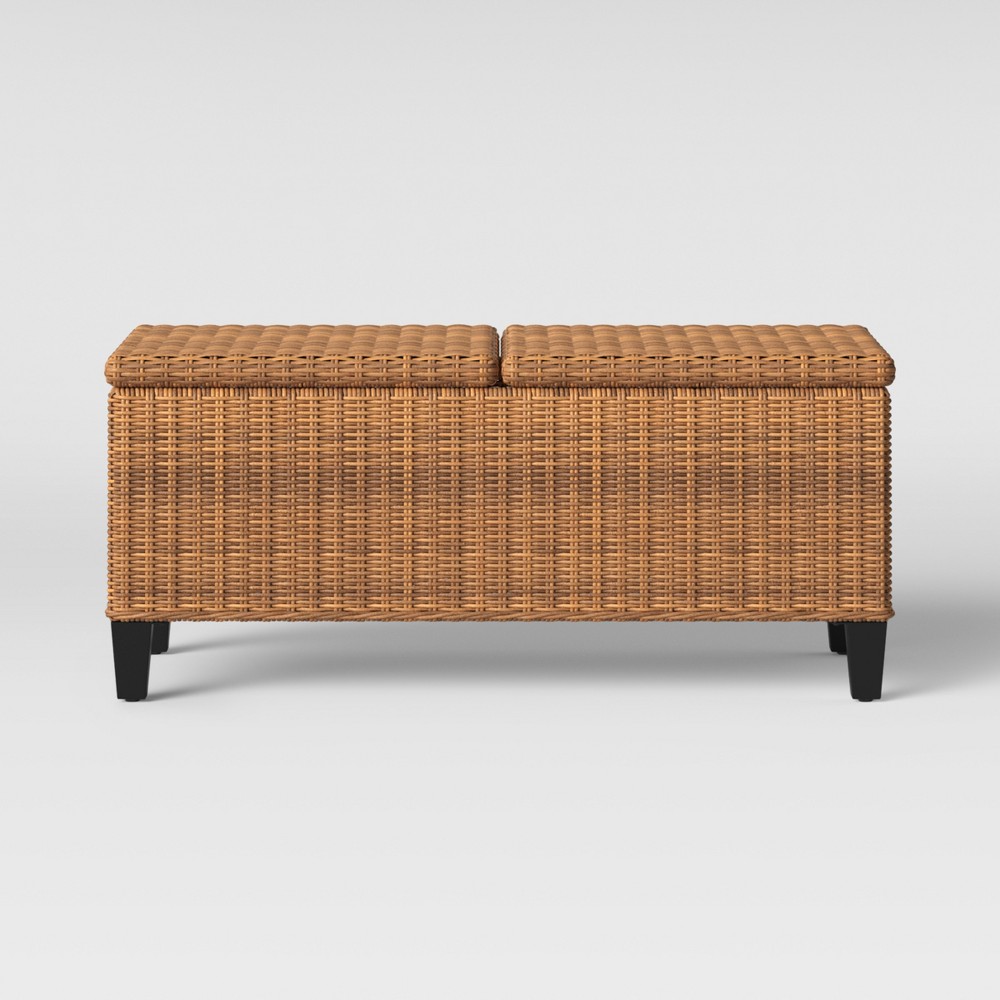 Fullerton Steel Wicker Patio Folding Storage Coffee Table Brown - Project 62