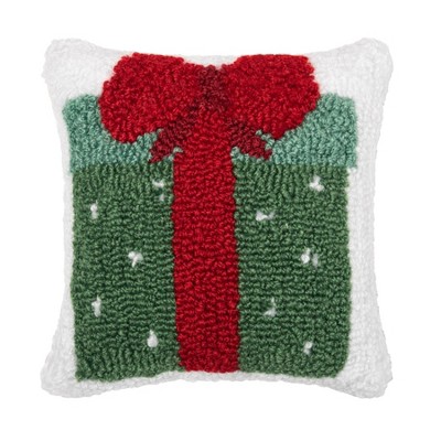 C&F Home 8" x 8" Dotted Present Hooked Christmas Throw Pillow
