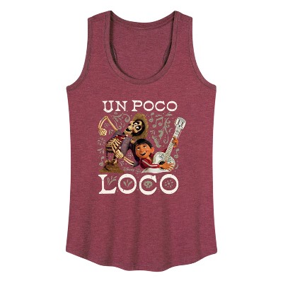 Women's Coco Un Poco Loco Graphic Racerback Tank - Heather Burgundy - Small