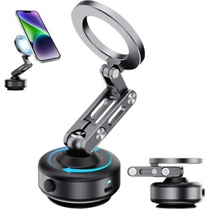 HTUTWOO Vacuum Magnetic Car Phone Mount, 360 Adjustable Suction Cup Phone Mount, Foldable Smart Double-Sided Magnetic Phone Holder, from Desk to Car - 1 of 4