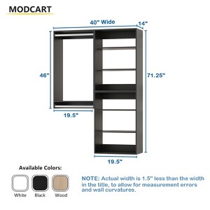 Organizer System with Towers and Hanging, Wood Closet Tower Storage for Walk In Closets, Wall Mounted Wardrobe Organizer Kit System, Bedroom - 1 of 4
