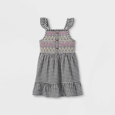 black and white checkered toddler dress