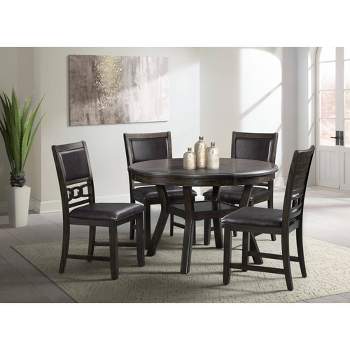 5pc Taylor Standard Height Dining Set 4 Faux Leather Side Chairs Walnut - Picket House Furnishings
