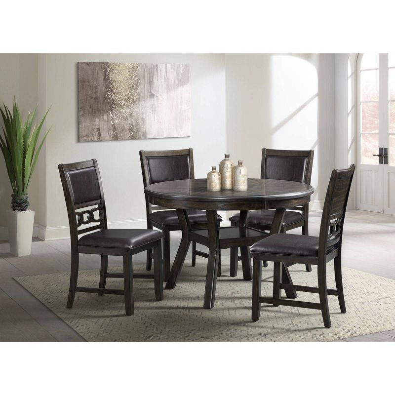 5pc Taylor Standard Height Dining Set 4 Faux Leather Side Chairs Walnut - Picket House Furnishings, 1 of 21