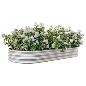 WELLFOR Metal Outdoor Garden Bed Silver 44.68"x88.98" - 1 of 4