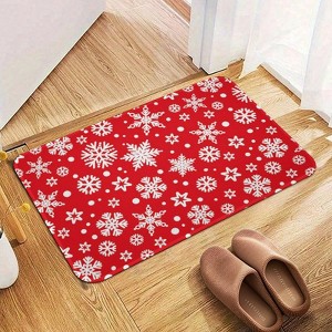 Christmas Snowflakes Pattern Bathroom Rugs Winter Bath Mat Absorbent Non Slip Bathroom Mat Christmas Soft Floor Carpet 16x20 Inches - 1 of 1