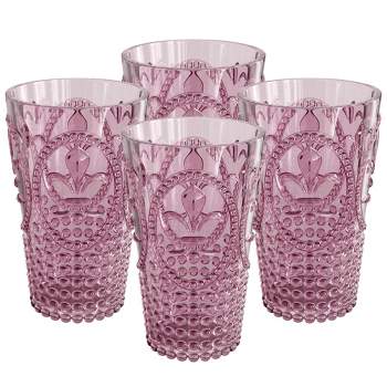 Elle Decor Highball Glasses | Set of 4 Elegant Tom Collins Glasses,10 oz -  Pink