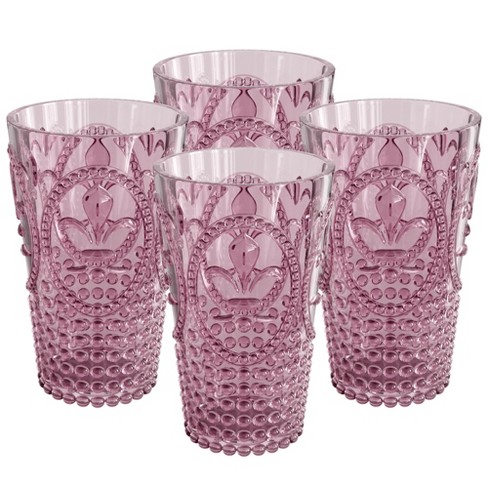 Pink Drinking Glasses, Set of 4 16oz