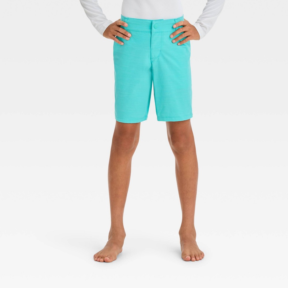 Photos - Swimwear Boys' Hybrid Solid Swim Shorts - art class™ Turquoise Green 4