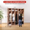 5-Section Wood Coat Locker w/ 10 Cubbies, 5 Hooks & 2 Boxes, Natural Color - 3 of 4