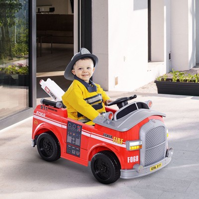 Red 6V Electric Ride-On Fire Truck with Remote Control