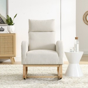 CAVINAS Upholstered Accent Chair with High Backrest,Modern Rocking Chairs with Two Side Pockets for Bedroom,Reading Room - 1 of 4