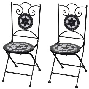 vidaXL Folding Bistro Chairs 2 pcs Ceramic Black and White - 1 of 1