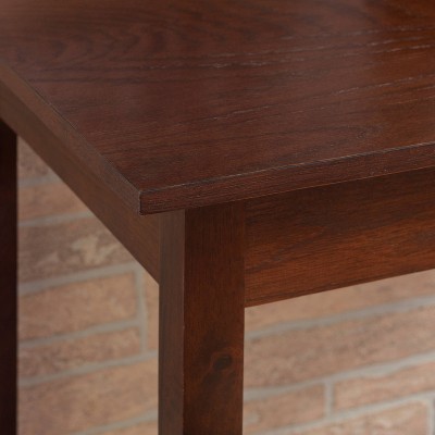 Espresso Brown Wood Counter Height Table Set with Rush Seat Stools