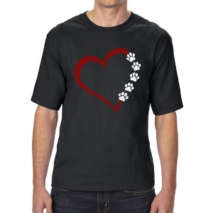 LA Pop Art Meow Heart - Men's Tall and Long Word Art T-Shirt Black Large - 1 of 3