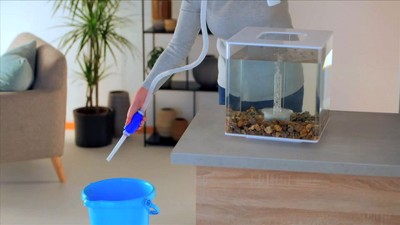 Clear and Blue Plastic Aquarium Cleaner Pump with Hand Siphon
