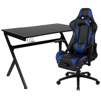 Flash Furniture Gaming Desk 45.25 x 29 Computer Table Gamer Workstation  with Headphone Holder and 2 Cable Management Holes