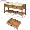 FONTOI Shoe Rack with Cushioned Seat and Drawers, Shoe Racks with Sliding Drawers, Ridded Base, Handles, Old Pine, 14"*19.8"*39" - 3 of 4
