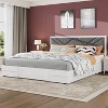 White Platform Bed Frame with Upholstered Headboard, Wooden Slats Support, Noise Free & No Box Spring Needed - 3 of 4