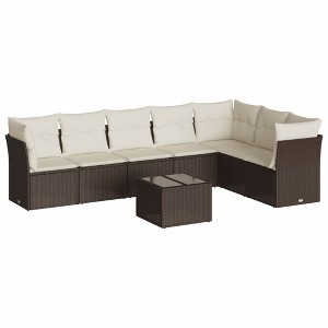vidaXL Garden Sofa Set Brown, Cream White - 1 of 4