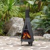 50" Black Outdoor Metal Wood Burning Chimenea Patio Heater Fire Pit for Backyard or Deck, Includes Fire Pit Poker Handle - 2 of 4
