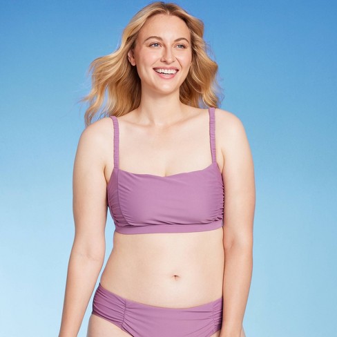 Women's Shirred Longline Bralette Bikini Top - Shade & Shore™ Light Purple  Xl : Target