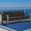 Outdoor Sectional Sofa Set, 3 Seater Sofa, Metal Sofa with Aluminum Frame and Thick PE Cushions, Water-Resistant Sofa-Coolbibila - 2 of 4