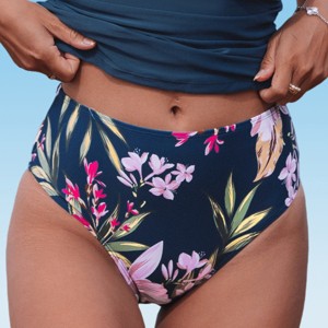 Women's Floral High-Rise Bikini Bottoms Swimsuit - Cupshe - 1 of 4