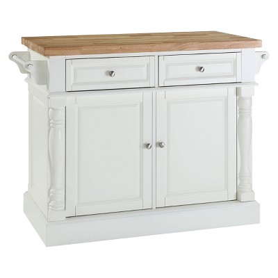 Crosley Butcher Block Top Kitchen Island - White