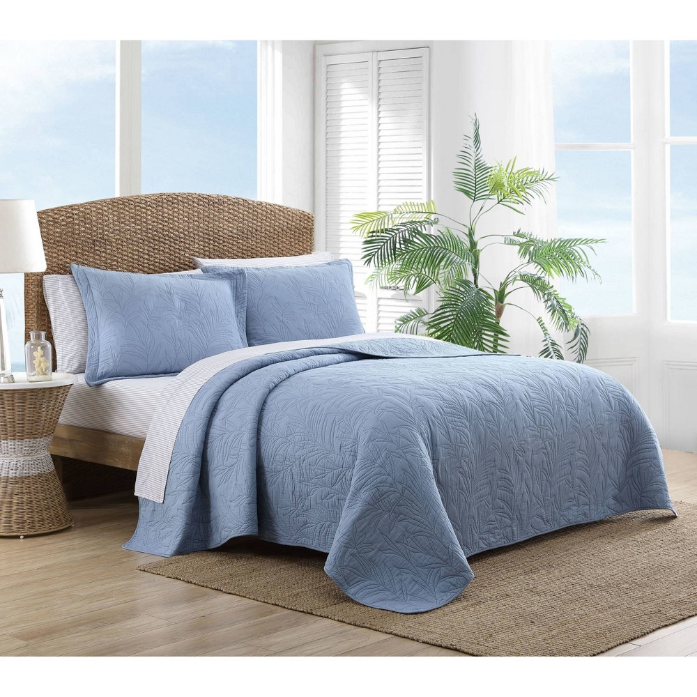 Photos - Duvet Tommy Bahama King Costa Sera Solid Quilt Blue  